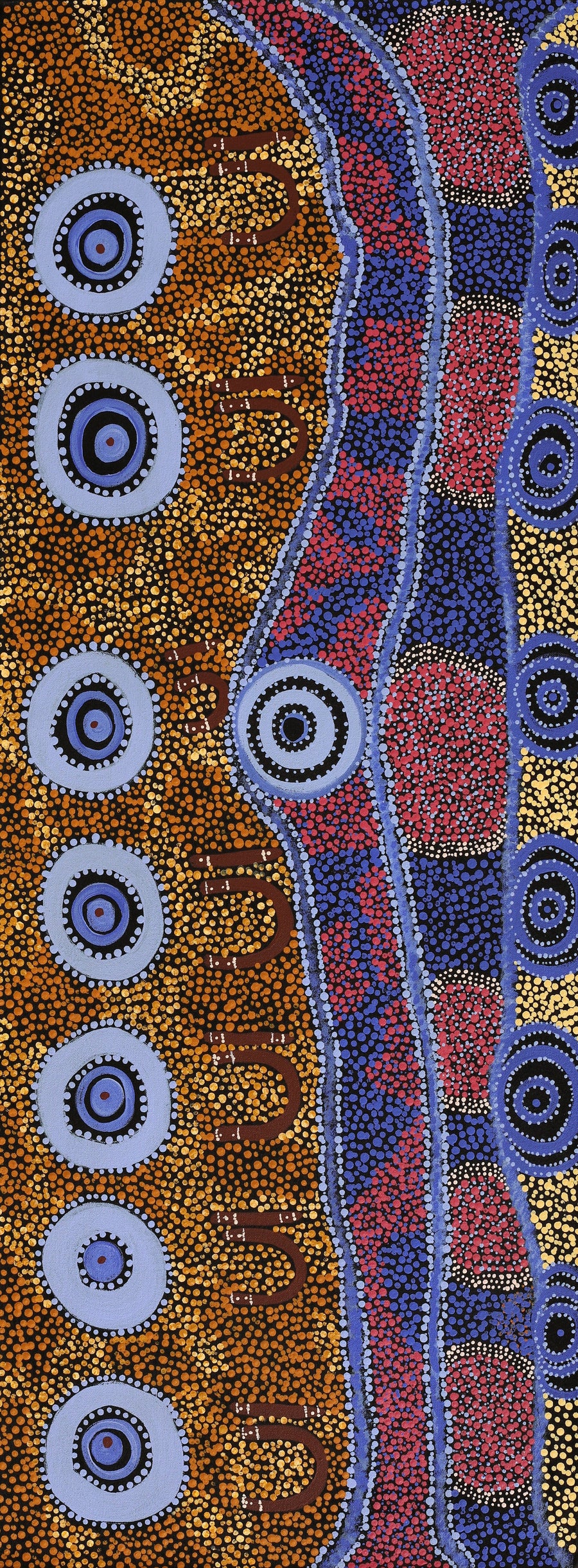 Aboriginal Artwork by Janet Lane, Kungkarangkalpa (Seven Sisters Story), 122x45cm