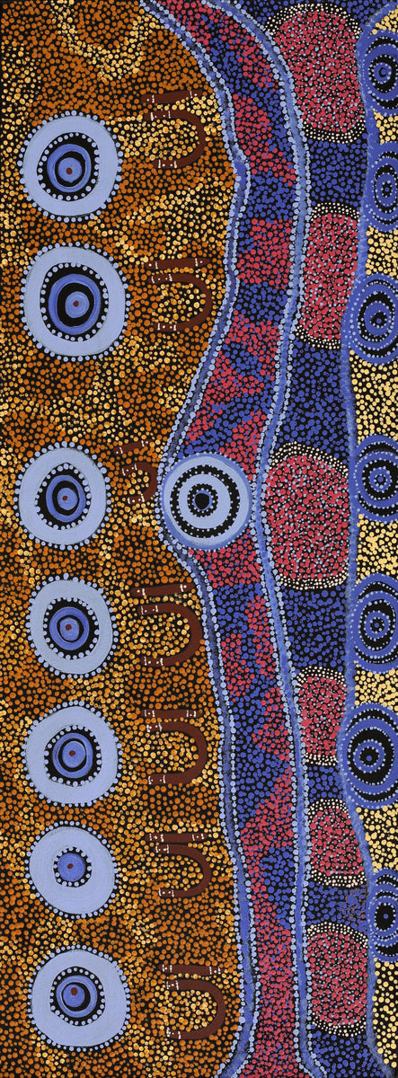 Aboriginal Art by Janet Lane, Kungkarangkalpa (Seven Sisters Story), 122x45cm - ART ARK®