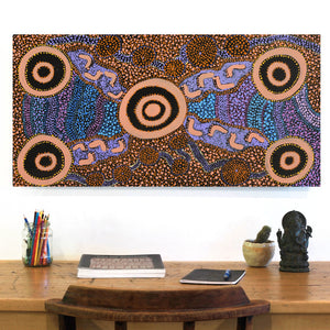 Aboriginal Artwork by Janet Lane, Kungkarangkalpa (Seven Sisters Story), 91x45cm - ART ARK®