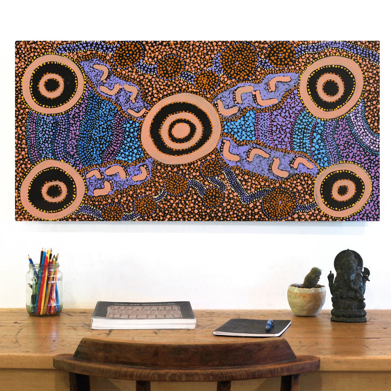 Aboriginal Artwork by Janet Lane, Kungkarangkalpa (Seven Sisters Story), 91x45cm
