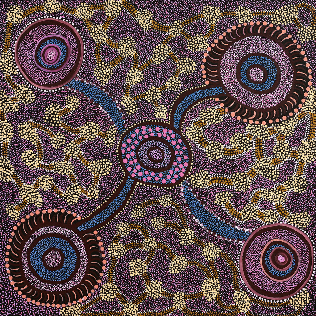Aboriginal Artwork by Janet Lane, Kungkarangkalpa (Seven Sisters Story), 91x91cm