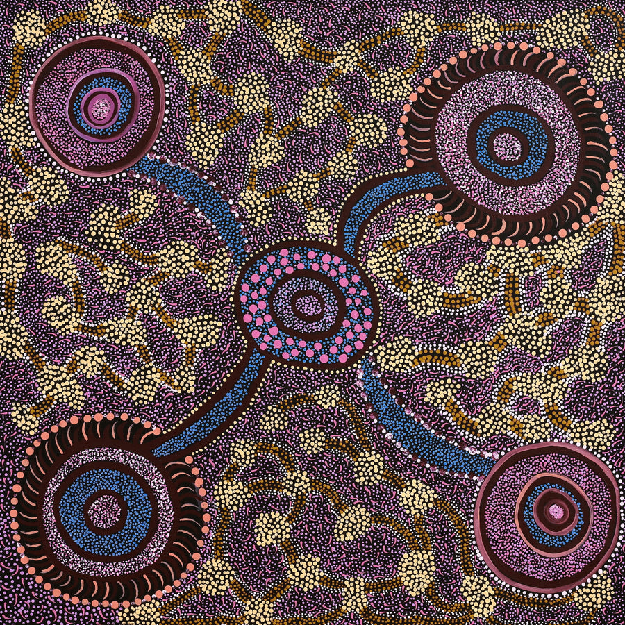Aboriginal Artwork by Janet Lane, Kungkarangkalpa (Seven Sisters Story), 91x91cm