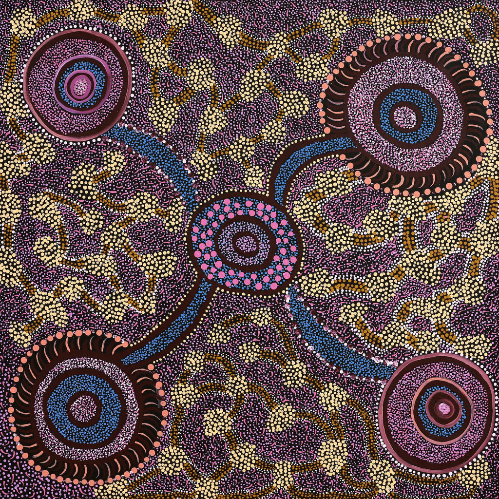 Aboriginal Artwork by Janet Lane, Kungkarangkalpa (Seven Sisters Story), 91x91cm - ART ARK®