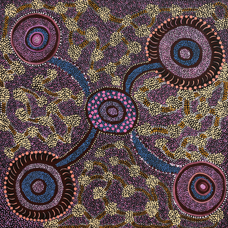 Aboriginal Artwork by Janet Lane, Kungkarangkalpa (Seven Sisters Story), 91x91cm