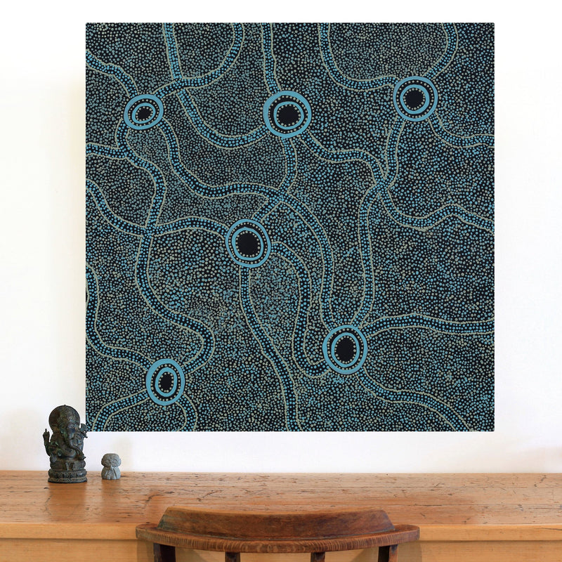 Aboriginal Artwork by Janet Lane, Kungkarangkalpa (Seven Sisters Story), 91x91cm