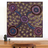 Aboriginal Artwork by Janet Lane, Kungkarangkalpa (Seven Sisters Story), 91x91cm