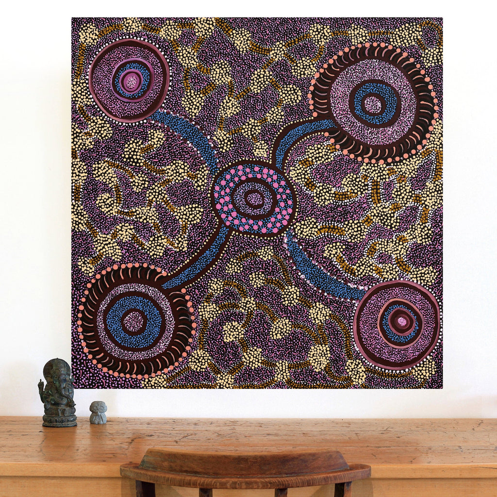 Aboriginal Artwork by Janet Lane, Kungkarangkalpa (Seven Sisters Story), 91x91cm - ART ARK®