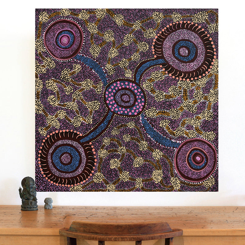 Aboriginal Artwork by Janet Lane, Kungkarangkalpa (Seven Sisters Story), 91x91cm