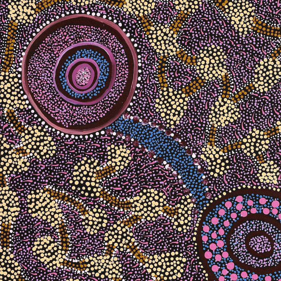 Aboriginal Artwork by Janet Lane, Kungkarangkalpa (Seven Sisters Story), 91x91cm