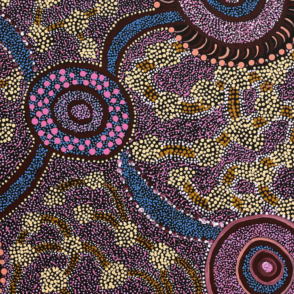 Aboriginal Artwork by Janet Lane, Kungkarangkalpa (Seven Sisters Story), 91x91cm