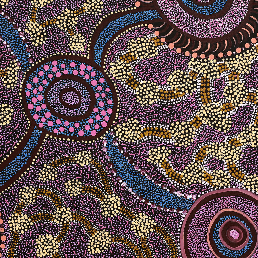 Aboriginal Artwork by Janet Lane, Kungkarangkalpa (Seven Sisters Story), 91x91cm