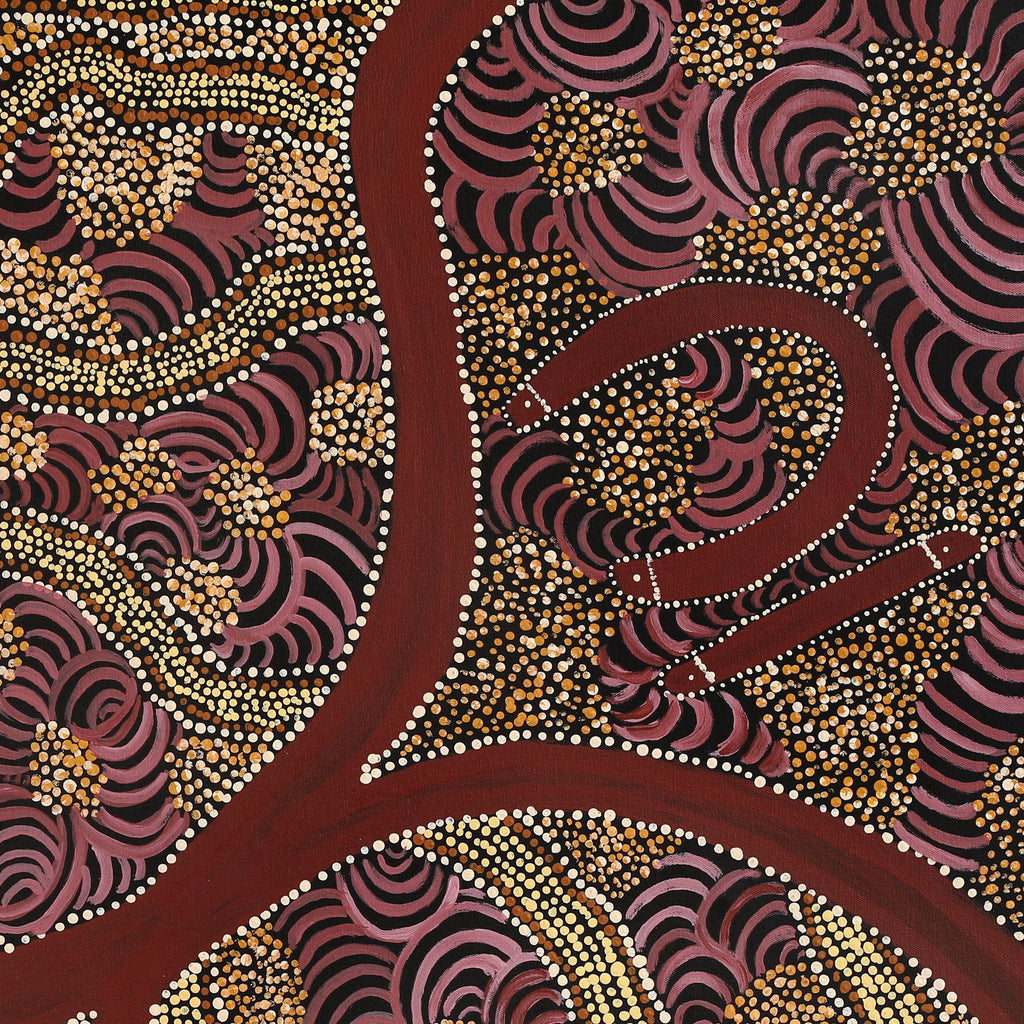 Aboriginal Artwork by Janet Lane, Minyma Kutjara, 91x91cm