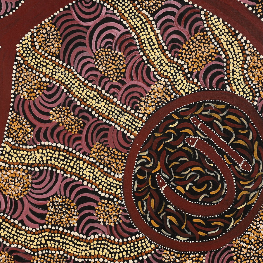 Aboriginal Artwork by Janet Lane, Minyma Kutjara, 91x91cm