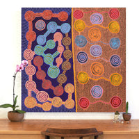 Aboriginal Artwork by Jarred Jangala Robertson, Ngapa Jukurrpa (water Dreaming) - Puyurru, 107x107cm