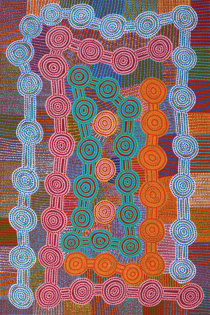 Aboriginal Artwork by Jarred Jangala Robertson, Ngapa Jukurrpa (water Dreaming) - Puyurru, 183x122cm