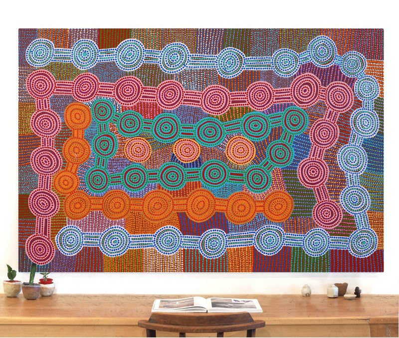 Aboriginal Artwork by Jarred Jangala Robertson, Ngapa Jukurrpa (water Dreaming) - Puyurru, 183x122cm