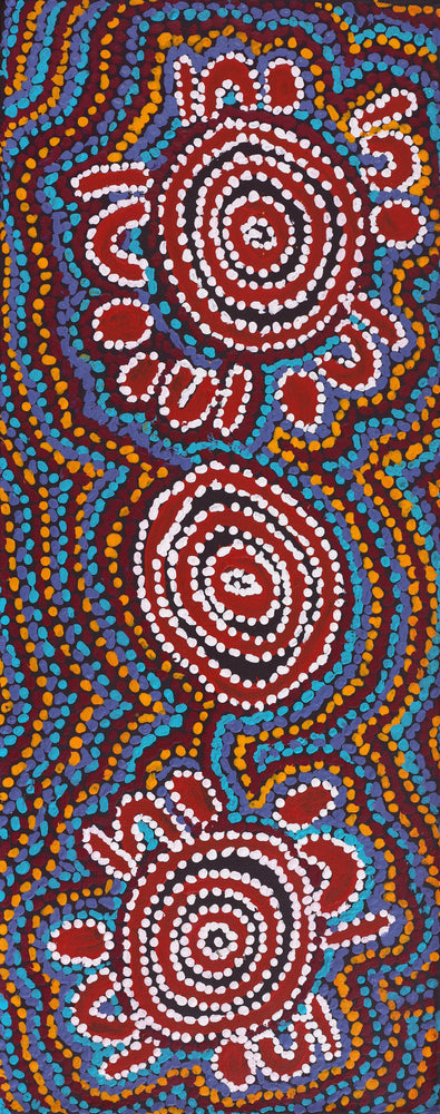 Aboriginal Artwork by Jeani Napangardi Lewis, Mina Mina Jukurrpa, 76x30cm