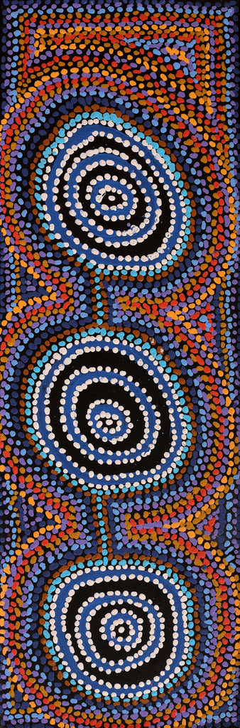 Aboriginal Artwork by Jeani Napangardi Lewis, Mina Mina Jukurrpa, 91x30cm