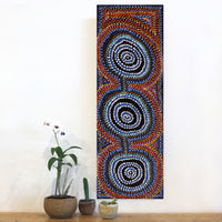 Aboriginal Artwork by Jeani Napangardi Lewis, Mina Mina Jukurrpa, 91x30cm