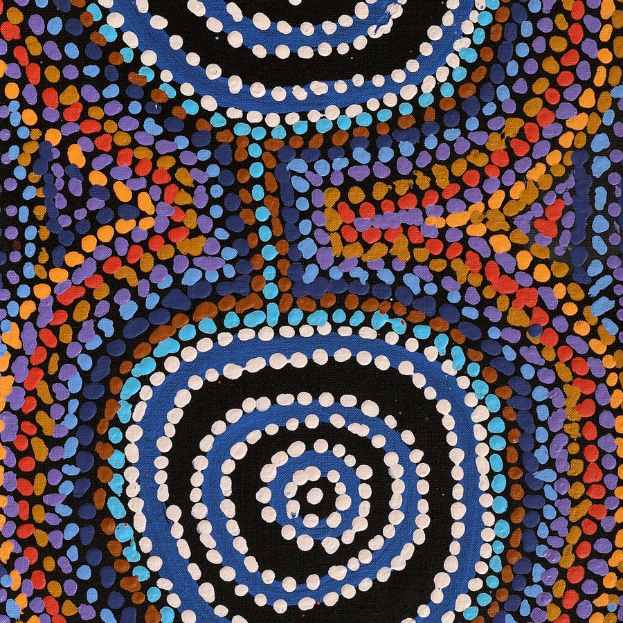 Aboriginal Artwork by Jeani Napangardi Lewis, Mina Mina Jukurrpa, 91x30cm