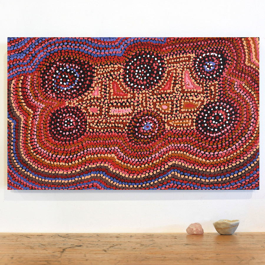 Aboriginal Artwork by Jeani Napangardi Lewis, Mina Mina Jukurrpa - Ngalyipi, 76x46cm