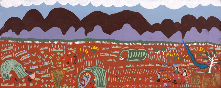 Aboriginal Artwork by Jennifer Forbes, Bush trip to my homelands, 153x61cm