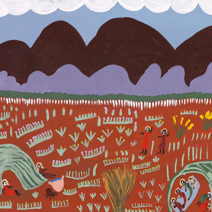 Aboriginal Artwork by Jennifer Forbes, Bush trip to my homelands, 153x61cm