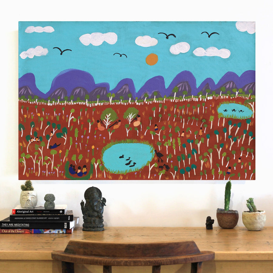 Aboriginal Artwork by Jennifer Forbes, Bush trip to my homelands, 91x61cm
