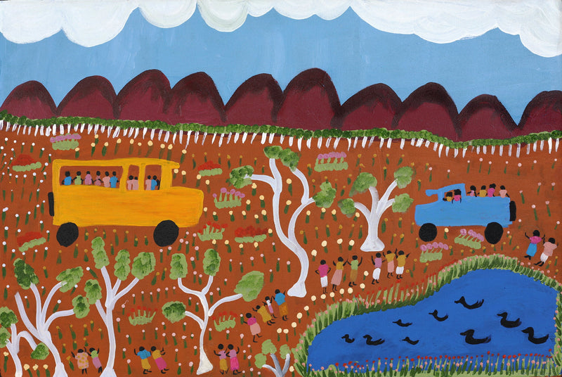 Aboriginal Artwork by Jennifer Forbes, Bush trip to my homelands, 91x61cm
