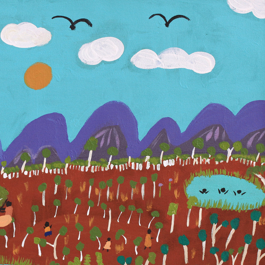 Aboriginal Artwork by Jennifer Forbes, Bush trip to my homelands, 91x61cm