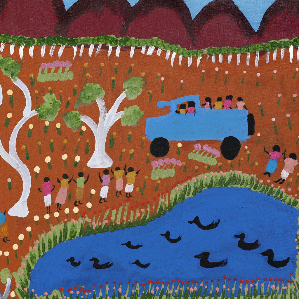 Aboriginal Artwork by Jennifer Forbes, Bush trip to my homelands, 91x61cm