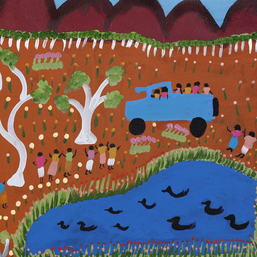 Aboriginal Artwork by Jennifer Forbes, Bush trip to my homelands, 91x61cm