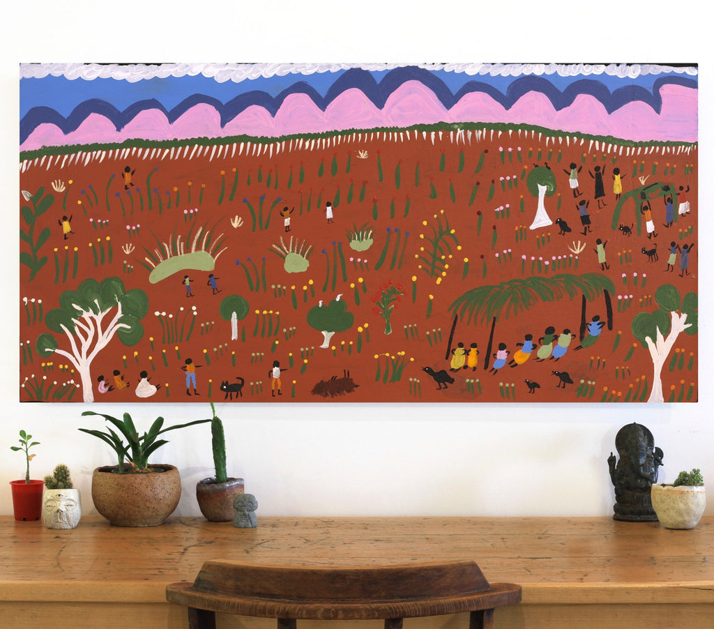 Aboriginal Art by Jennifer Forbes, Early days, 122x61cm - ART ARK®