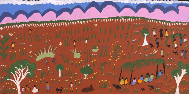 Aboriginal Artwork by Jennifer Forbes, Early days, 122x61cm