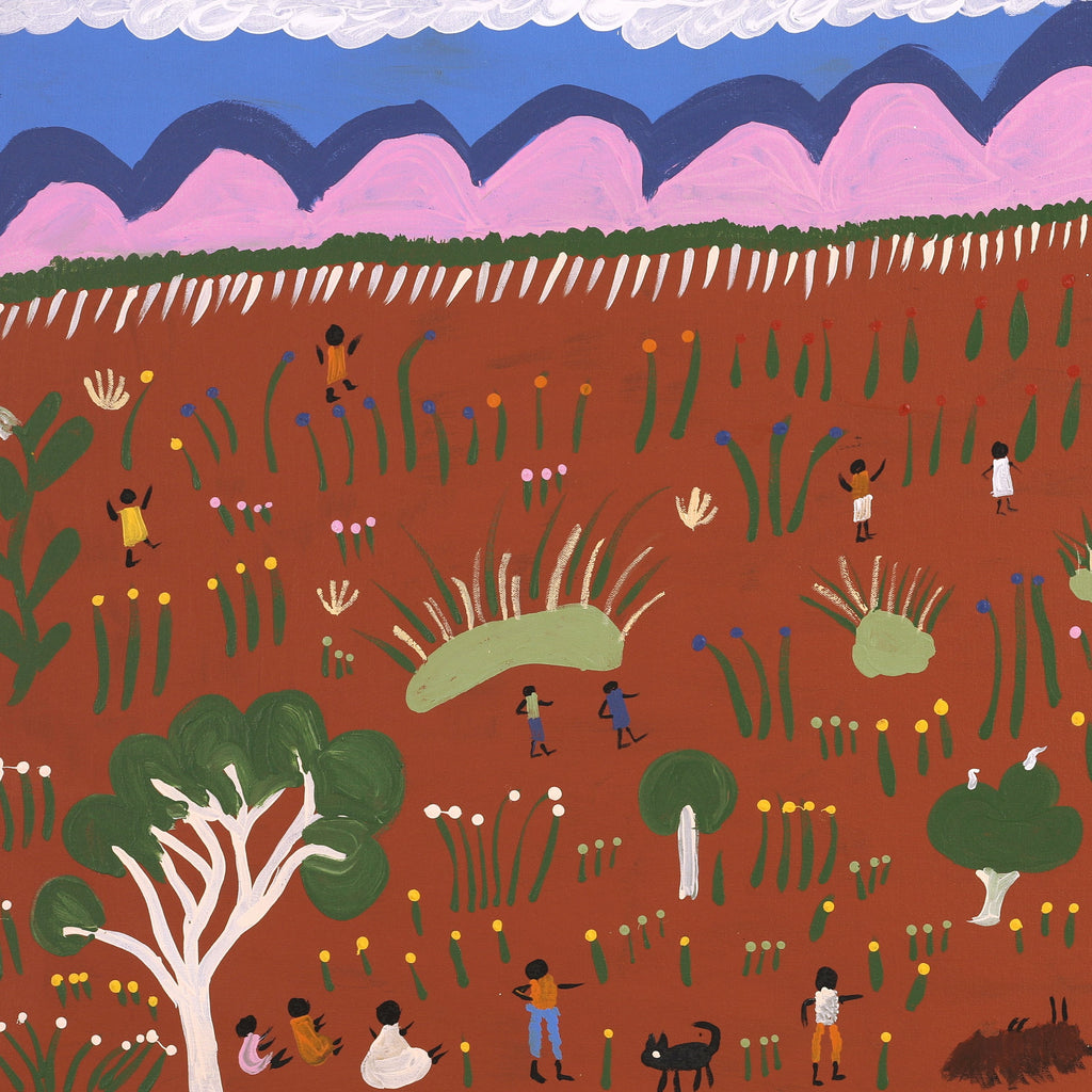 Aboriginal Artwork by Jennifer Forbes, Early days, 122x61cm