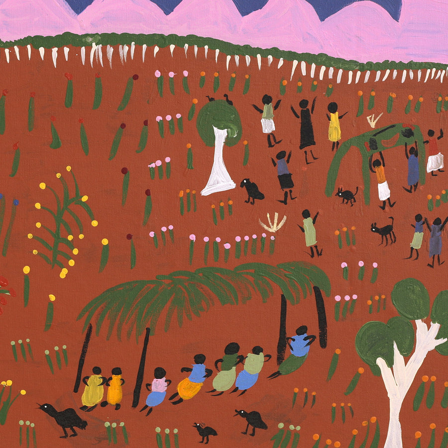 Aboriginal Artwork by Jennifer Forbes, Early days, 122x61cm