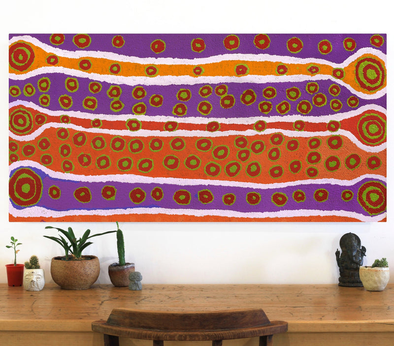 Aboriginal Artwork by Jennifer Forbes, Kungkarangkalpa (Seven Sisters Story), 122x61cm