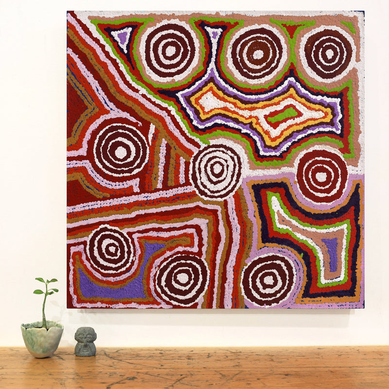 Aboriginal Artwork by Jennifer Forbes, Kungkarangkalpa (Seven Sisters Story), 61x61cm