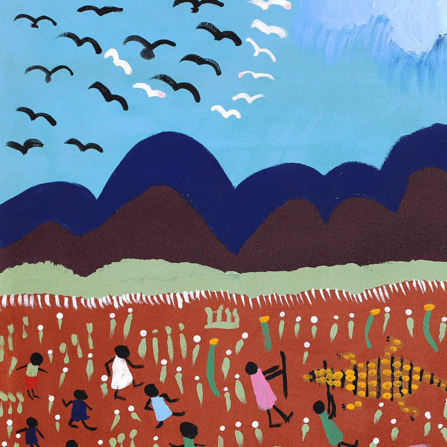 Aboriginal Artwork by Jennifer Forbes, Old days, 91x61cm