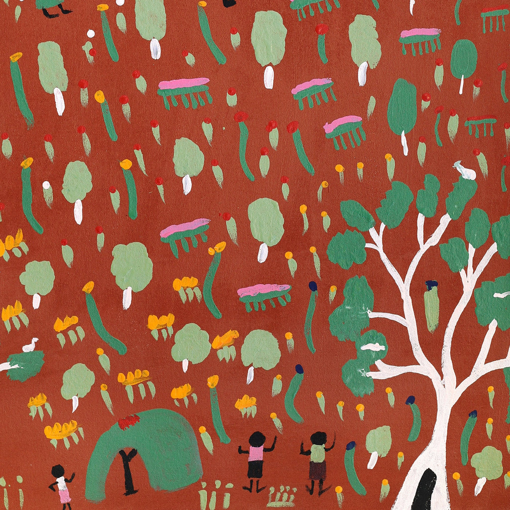 Aboriginal Artwork by Jennifer Forbes, Old days, 91x61cm