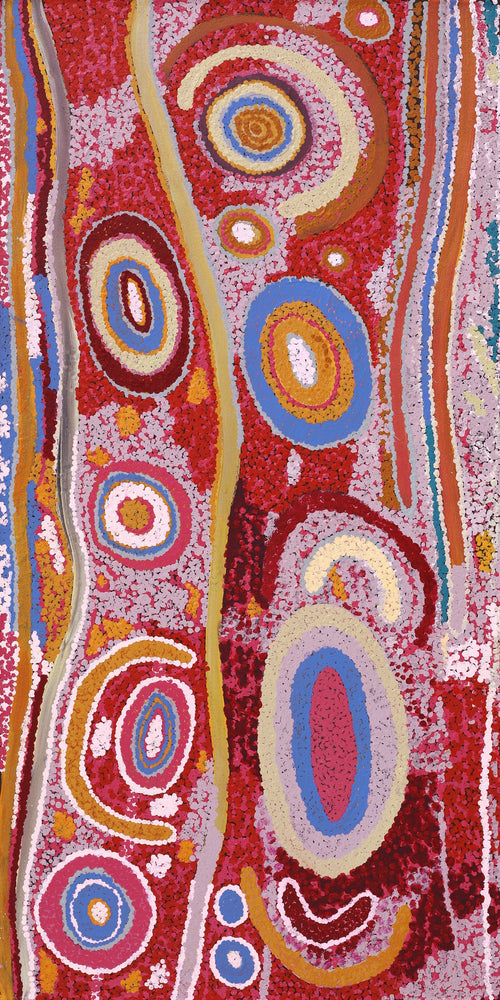 Aboriginal Artwork by Jennifer Mintaya Connelly Ward, Kungkarangkalpa (Seven Sisters Story), 122x61cm