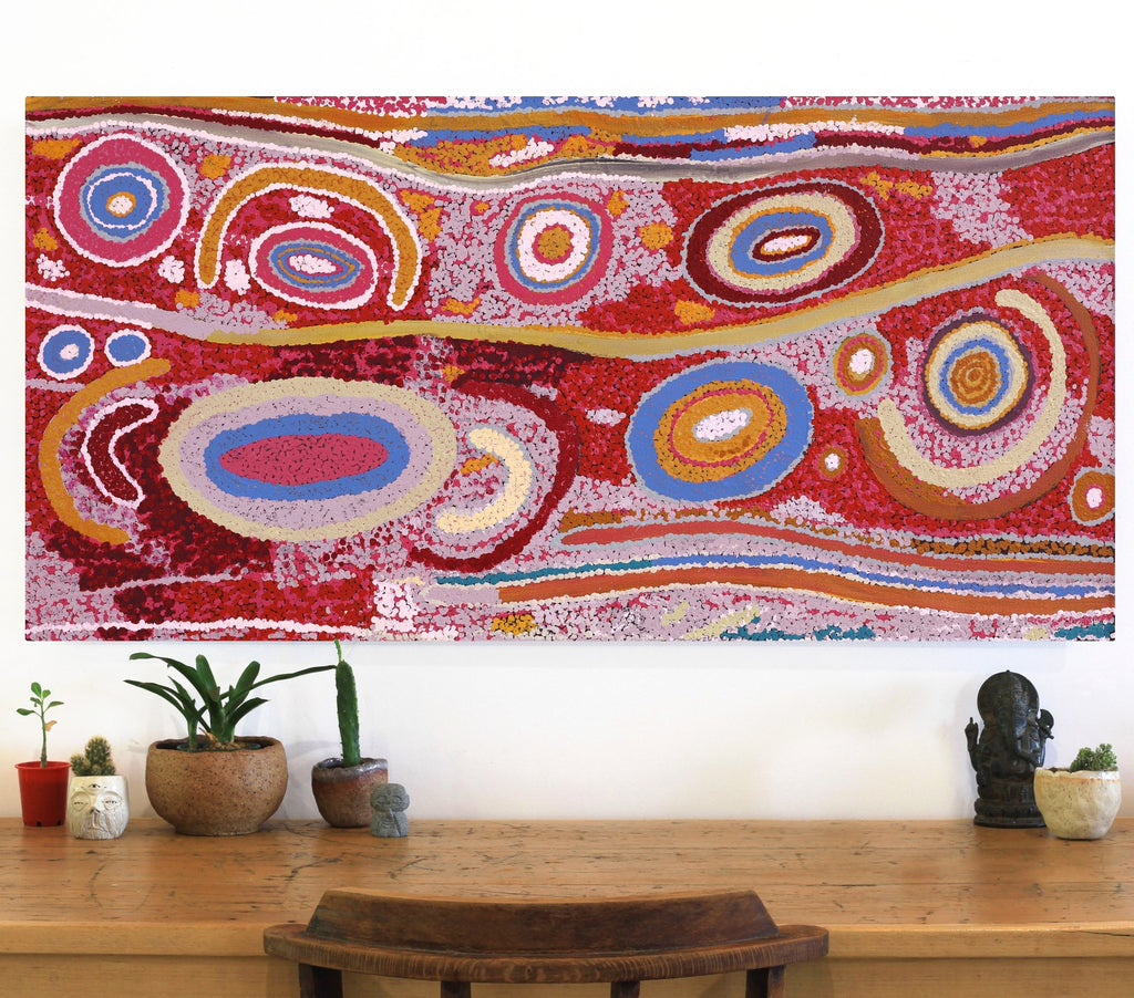 Aboriginal Artwork by Jennifer Mintaya Connelly Ward, Kungkarangkalpa (Seven Sisters Story), 122x61cm