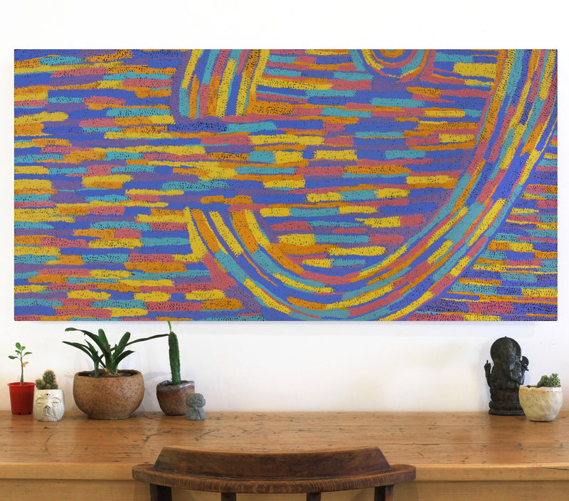 Aboriginal Artwork by Jennifer Mintaya Connelly Ward, Kungkarangkalpa (Seven Sisters Story), 122x61cm