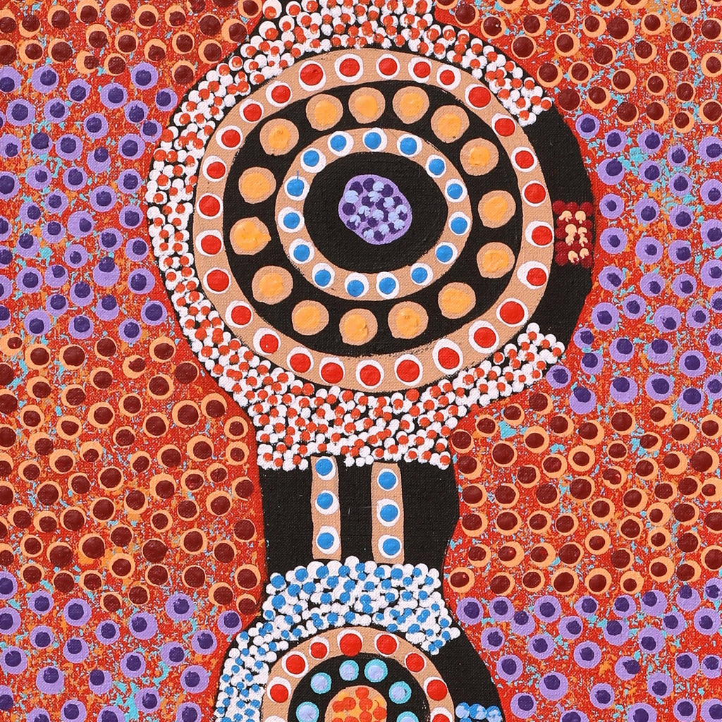 Aboriginal Artwork by Jennifer Napaljarri Lewis, Ngapa Jukurrpa (Water Dreaming) - Puyurru, 107x30cm