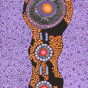 Aboriginal Artwork by Jennifer Napaljarri Lewis, Ngapa Jukurrpa (Water Dreaming) - Puyurru, 107x30cm - ART ARK®