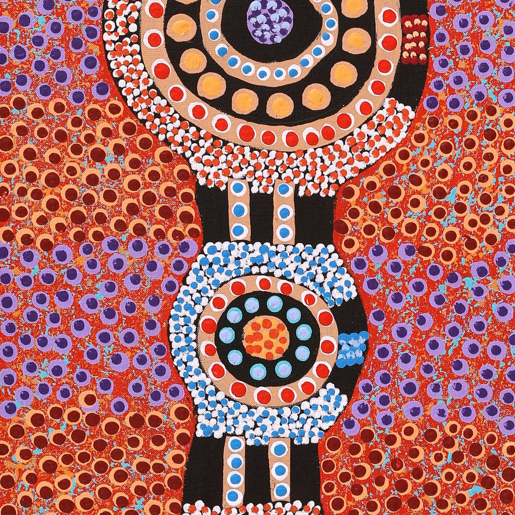 Aboriginal Artwork by Jennifer Napaljarri Lewis, Ngapa Jukurrpa (Water Dreaming) - Puyurru, 107x30cm
