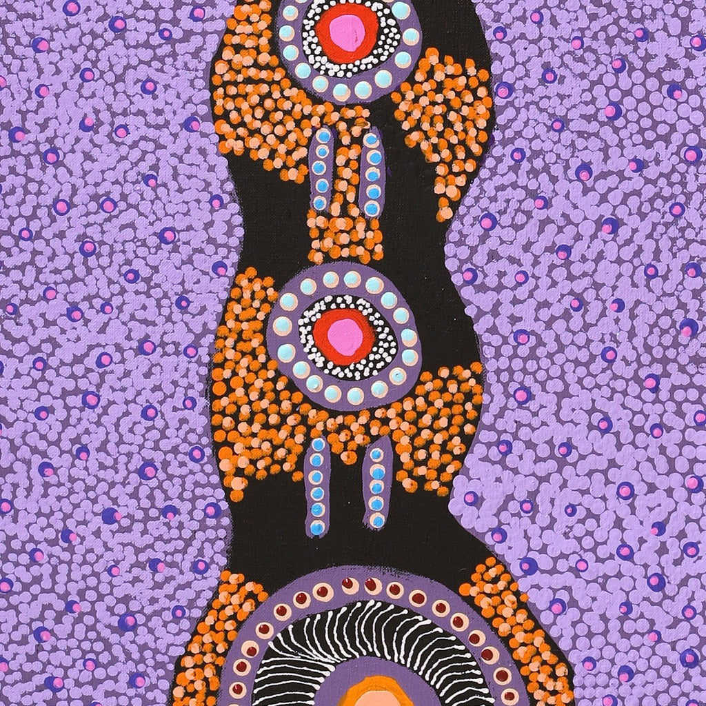 Aboriginal Artwork by Jennifer Napaljarri Lewis, Ngapa Jukurrpa (Water Dreaming) - Puyurru, 107x30cm