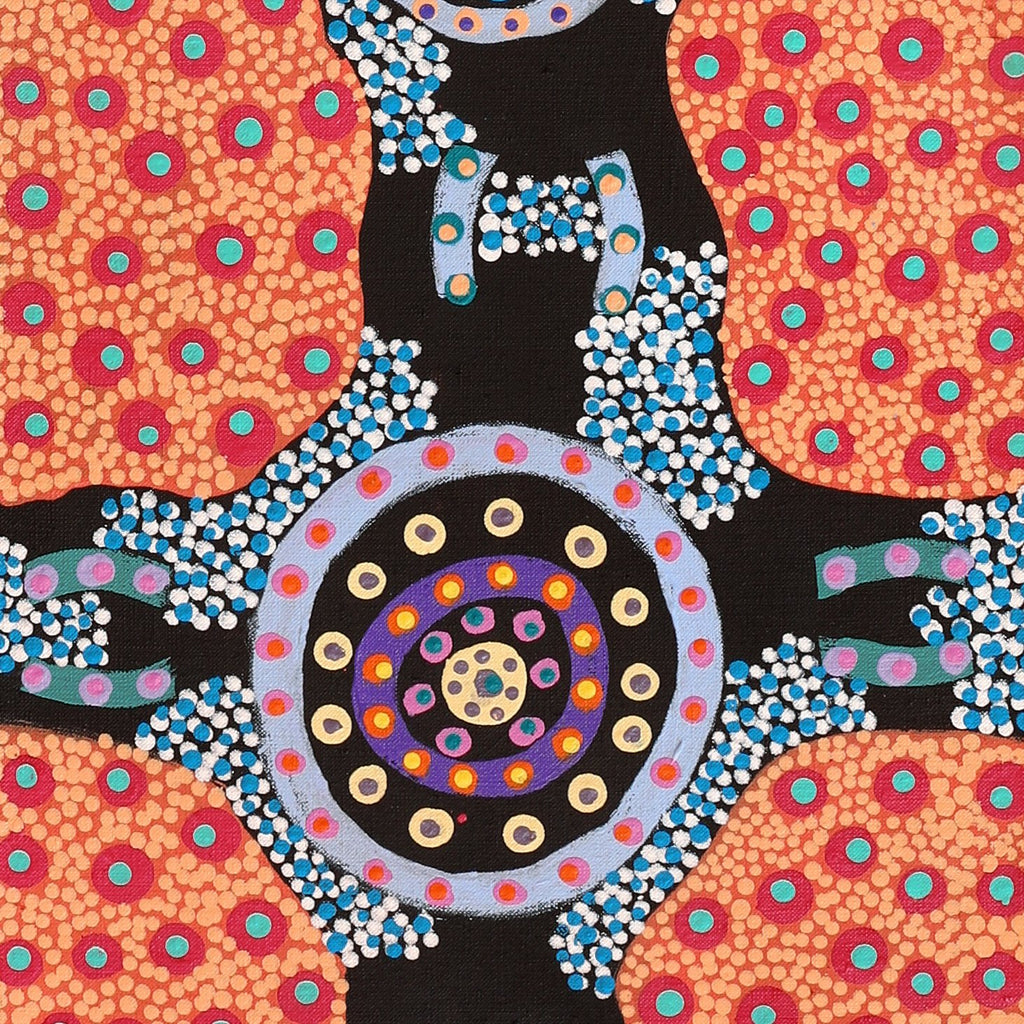 Aboriginal Artwork by Jennifer Napaljarri Lewis, Ngapa Jukurrpa (Water Dreaming) - Puyurru, 122x30cm