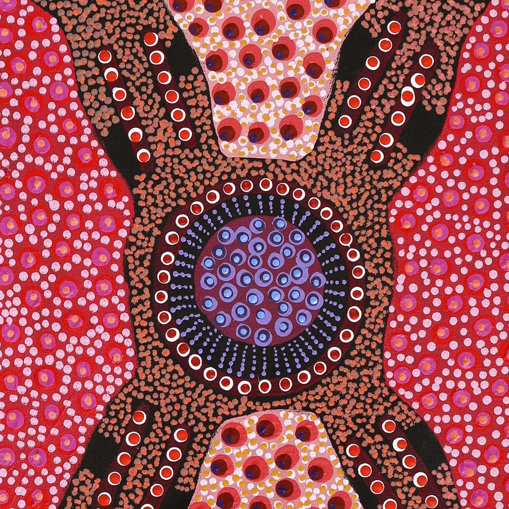 Aboriginal Artwork by Jennifer Napaljarri Lewis, Ngapa Jukurrpa (Water Dreaming) - Puyurru, 122x30cm