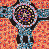 Aboriginal Artwork by Jennifer Napaljarri Lewis, Ngapa Jukurrpa (Water Dreaming) - Puyurru, 122x30cm